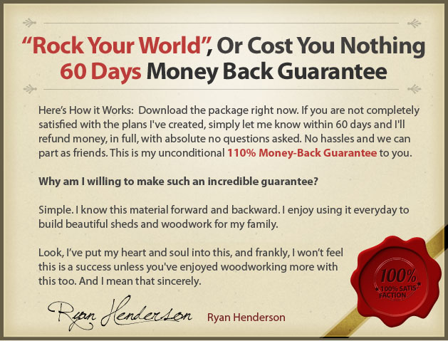 RyanShedPlans Money Back Guarantee